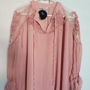 Hayden Pink Embroidered Chiffon Blouse M/L